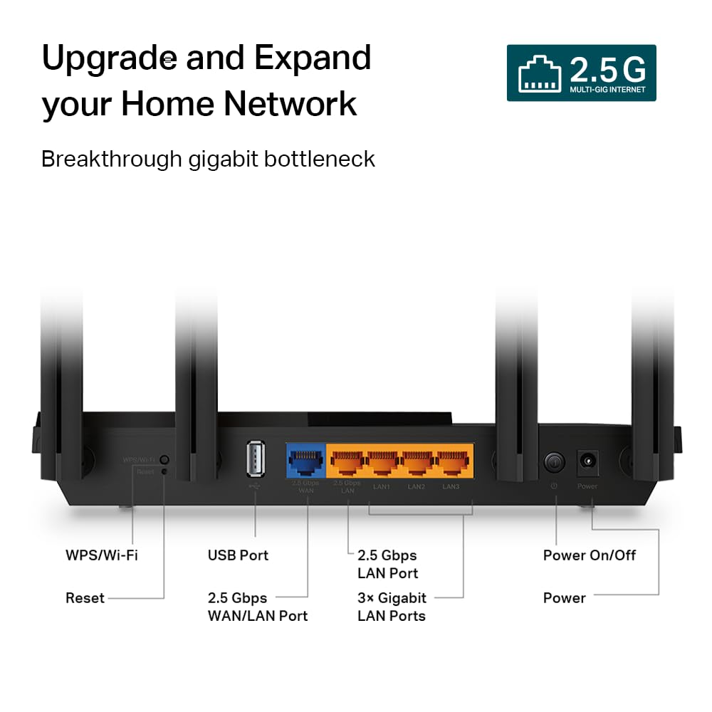 TP-Link AX3000 WiFi 6 Router (Archer AX55 Pro) - Multi Gigabit Wireless Internet, 2 x 2.5 Gbps Ports, Dual Band, VPN Router, OFDMA, MU-MIMO, USB 3.0 Port, WPA3, Compatible with Alexa